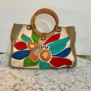 Relic Floral Handbag with Tan Leather Trim
