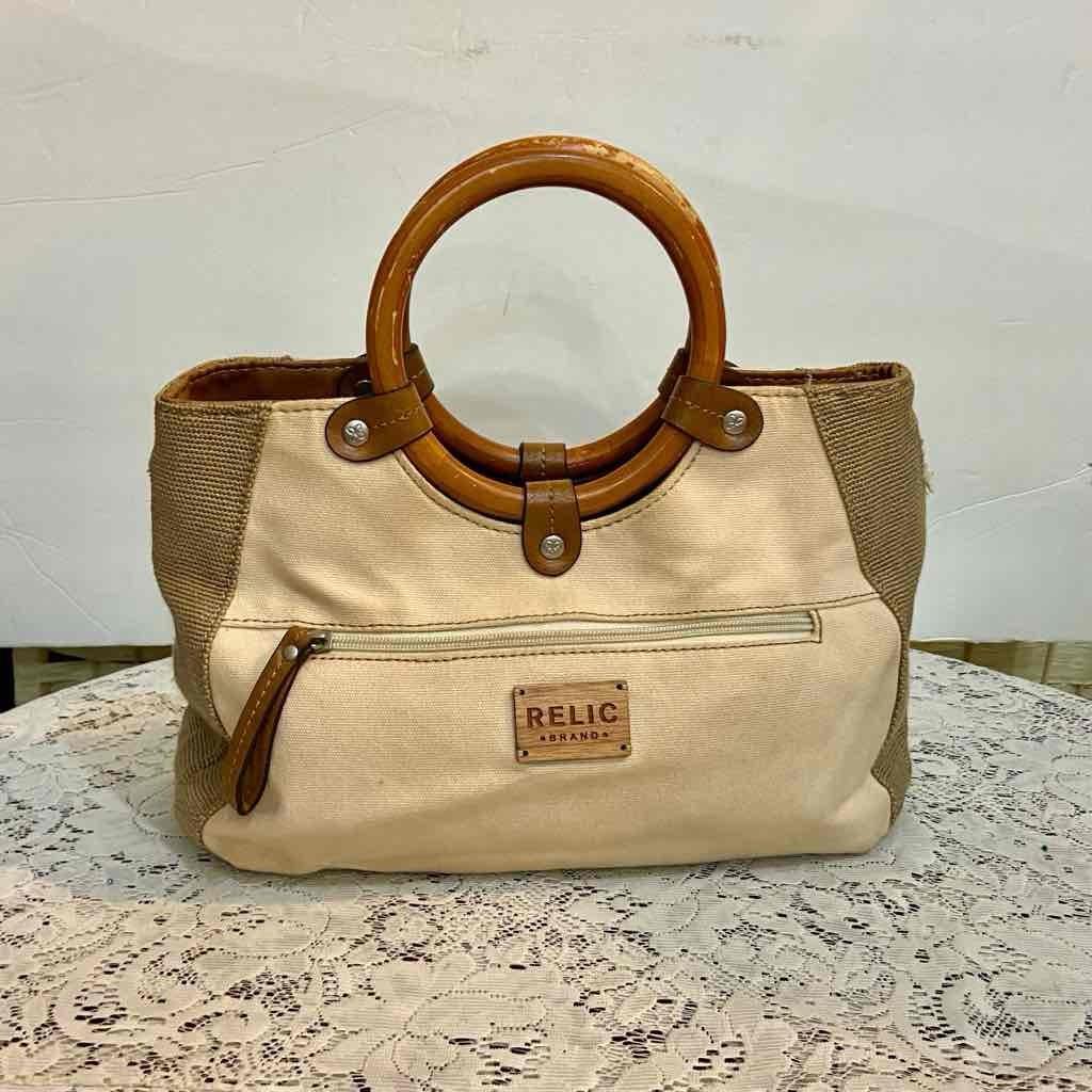 Relic Floral Handbag with Tan Leather Trim