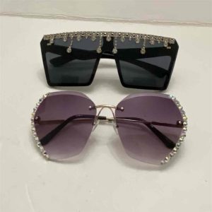 Lot of 2 Vintage Sunglasses- Black and Smoky Gray with Rhinestones