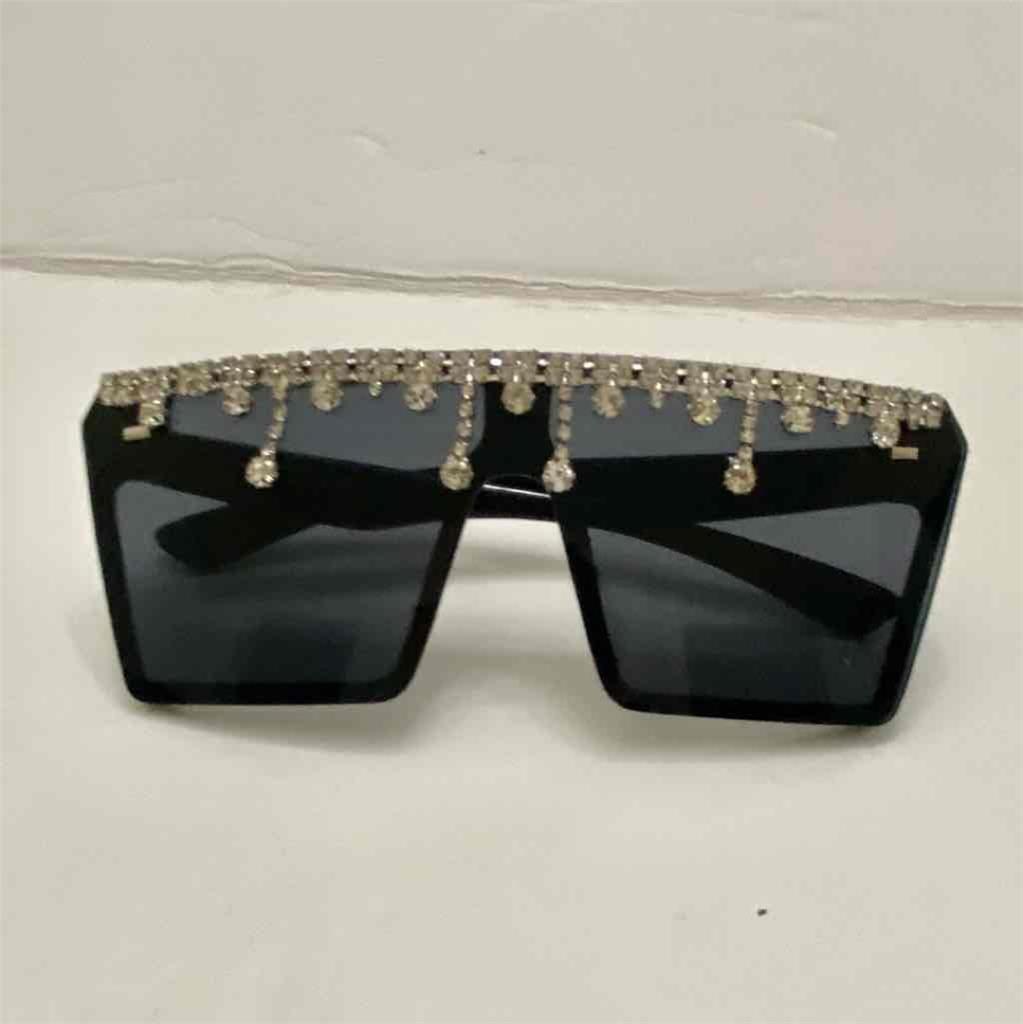 Lot of 2 Vintage Sunglasses- Black and Smoky Gray with Rhinestones