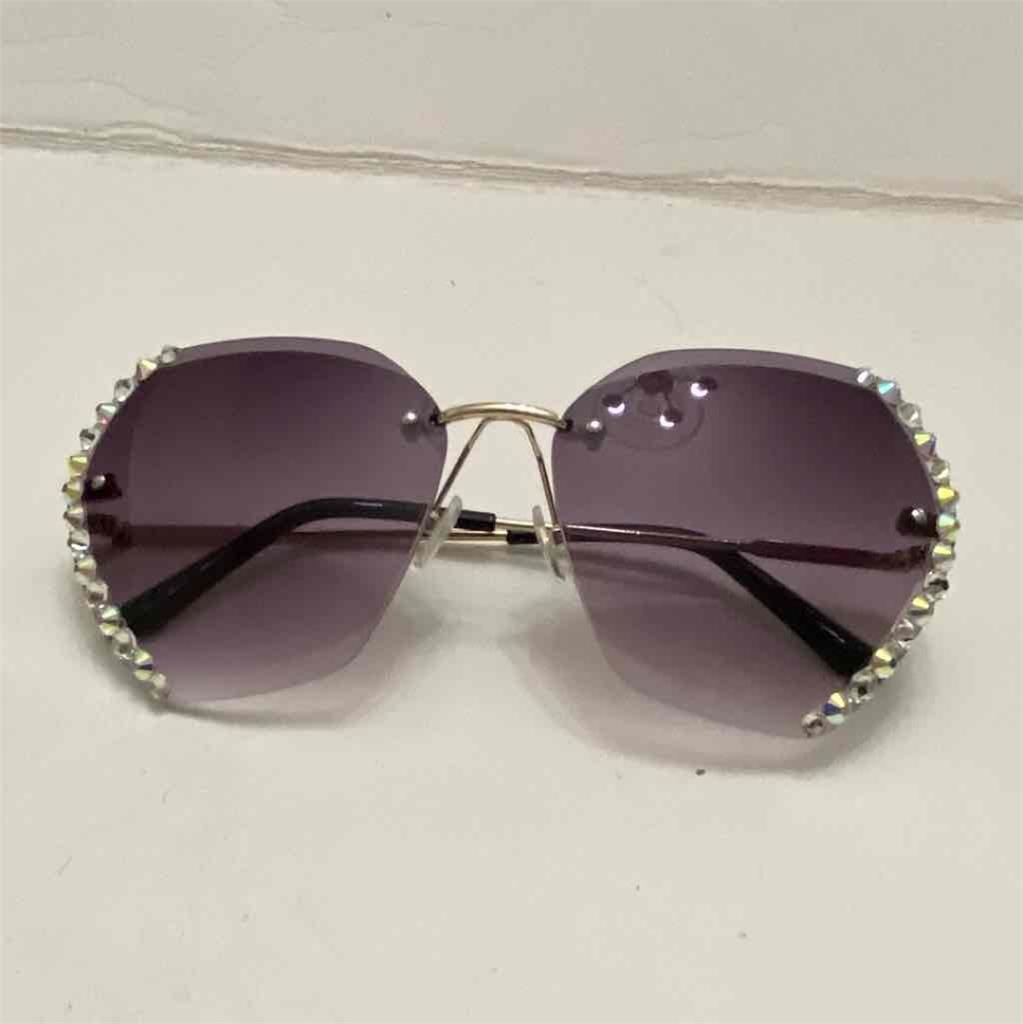 Lot of 2 Vintage Sunglasses- Black and Smoky Gray with Rhinestones