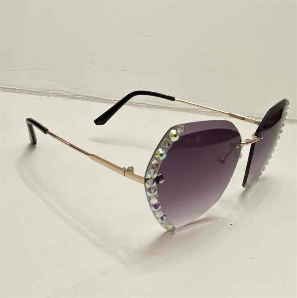 Lot of 2 Vintage Sunglasses- Black and Smoky Gray with Rhinestones