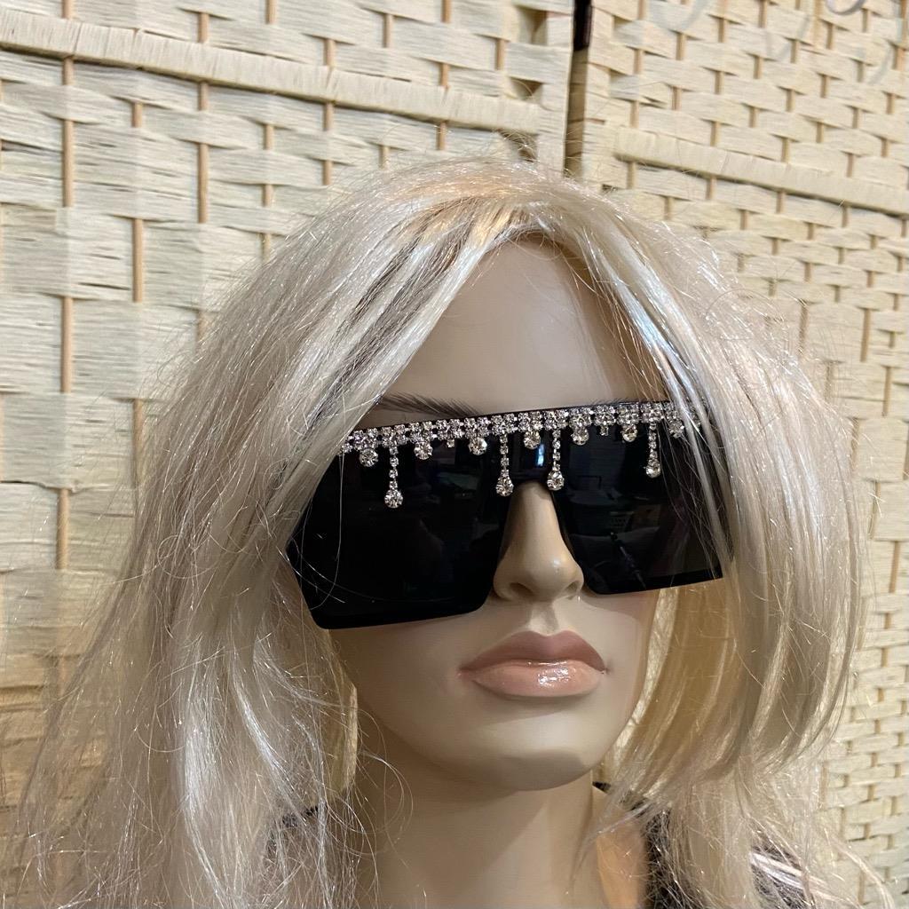 Lot of 2 Vintage Sunglasses- Black and Smoky Gray with Rhinestones