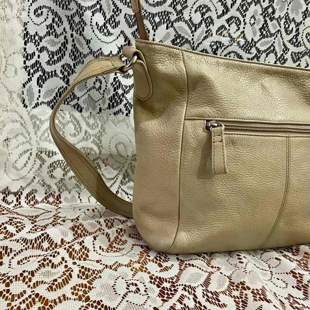 Stone & Co., Beige Genuine Leather Shoulder-Crossbody Bag