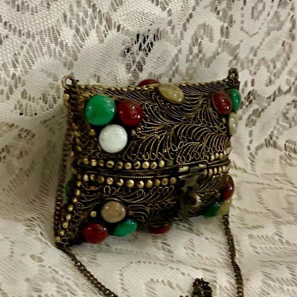 Brass With Multicolor Agate-Purse- Crossbody Bag