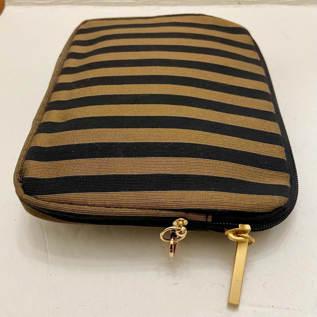 Vintage, Black- Gold Stripes Shoulder-Crossbody Evening Bag 8in x 6in