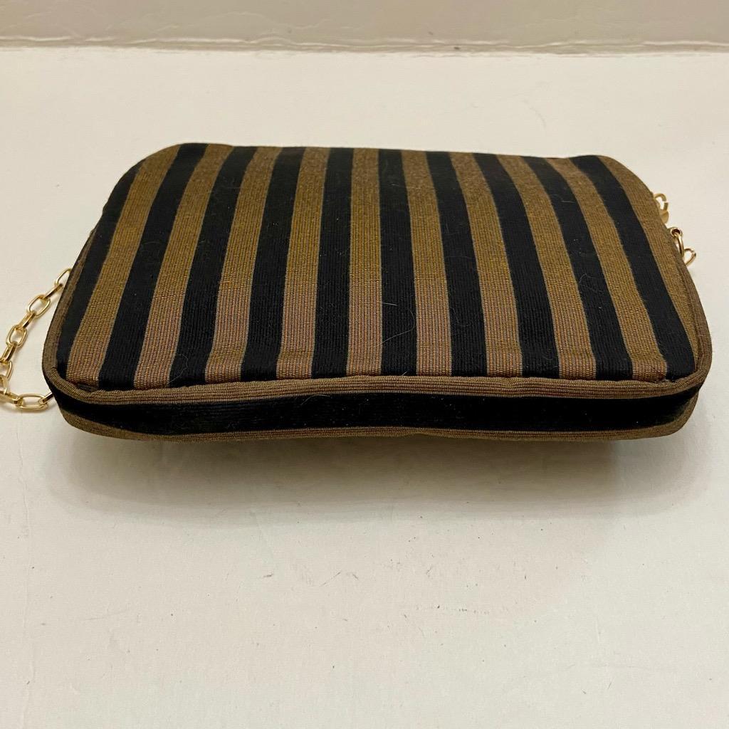 Vintage, Black- Gold Stripes Shoulder-Crossbody Evening Bag 8in x 6in