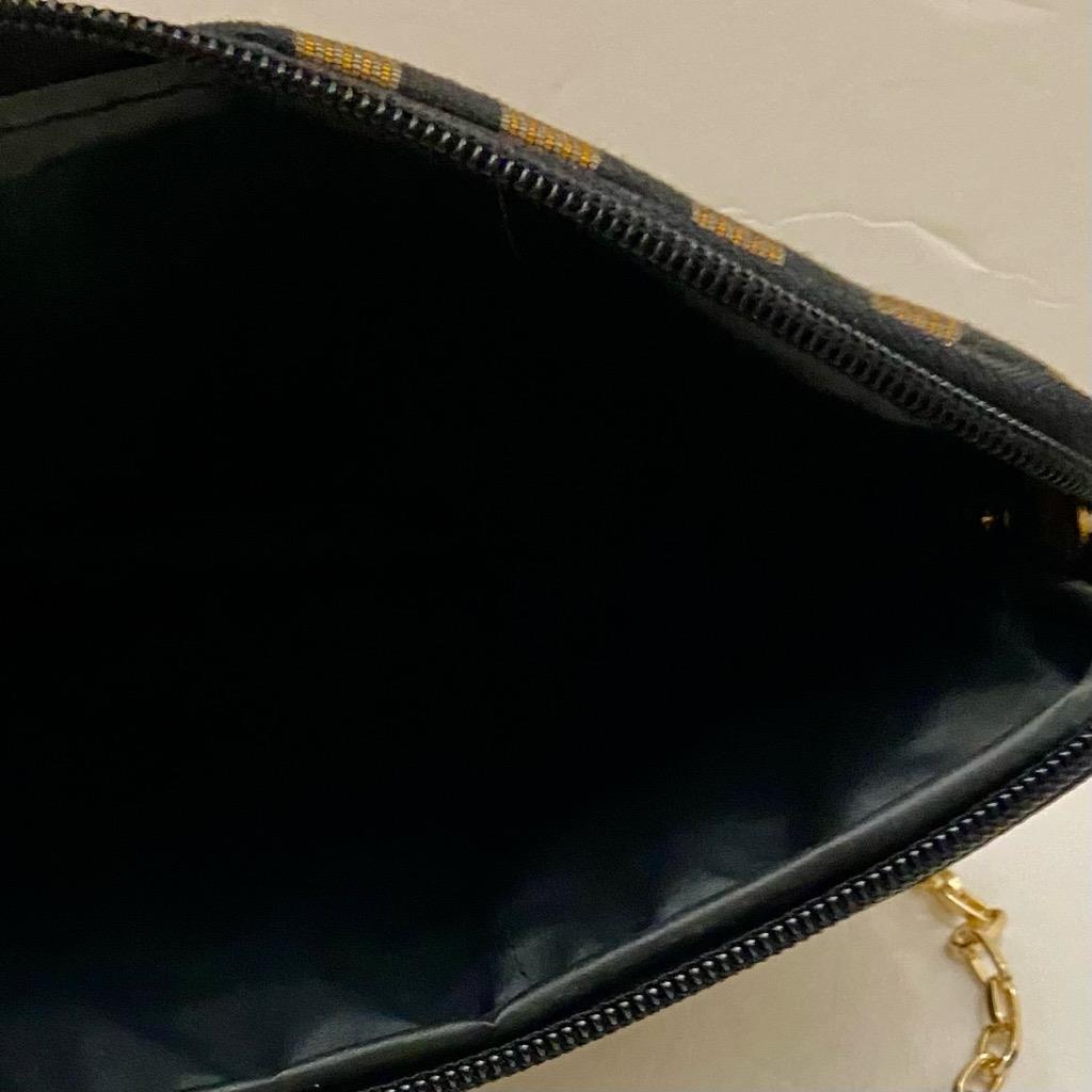 Vintage, Black- Gold Stripes Shoulder-Crossbody Evening Bag 8in x 6in