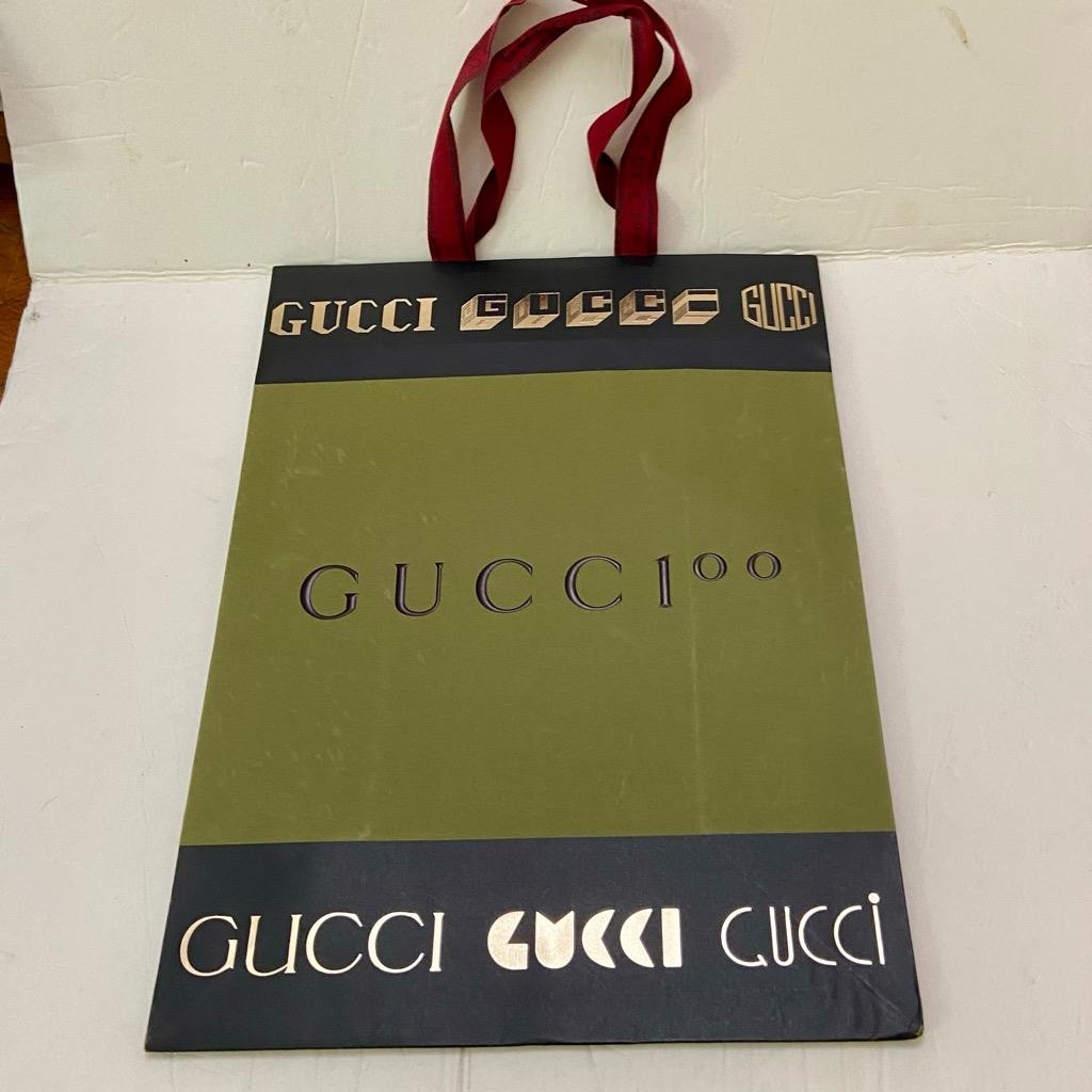 Lot of 2 Gucci Green and Black Gift Bags