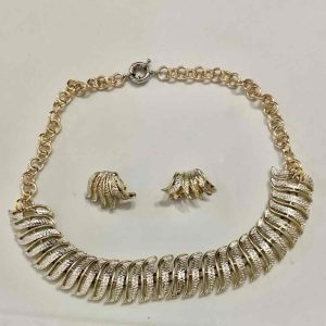 Vintage Kramer Gold-Silver Tone Necklace and Earrings Set