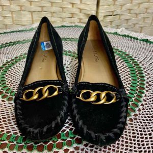 Unisa Black Suede Leather Shoes with Heels- Size 8