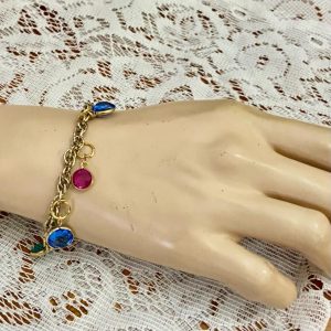 Vintage Lot of 2 Multi-color Charm Bracelets