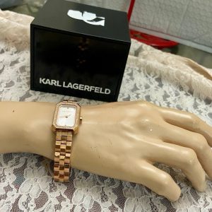 Karl Lagerfeld, KL6107, Rose Gold Tone with Rhinestones, Quartz Ladies Watch wi