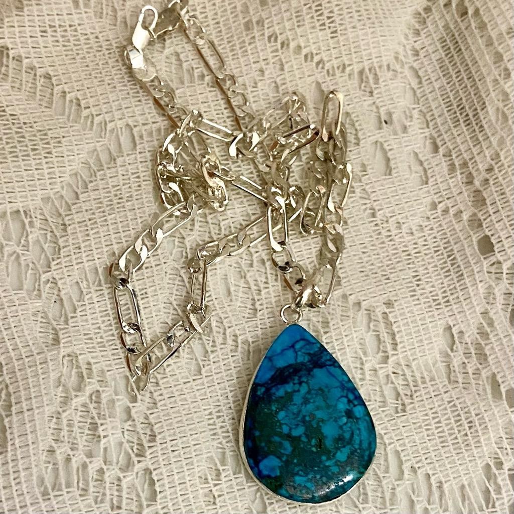 Vintage, Large Teardrop Turquoise - Pendant Necklace