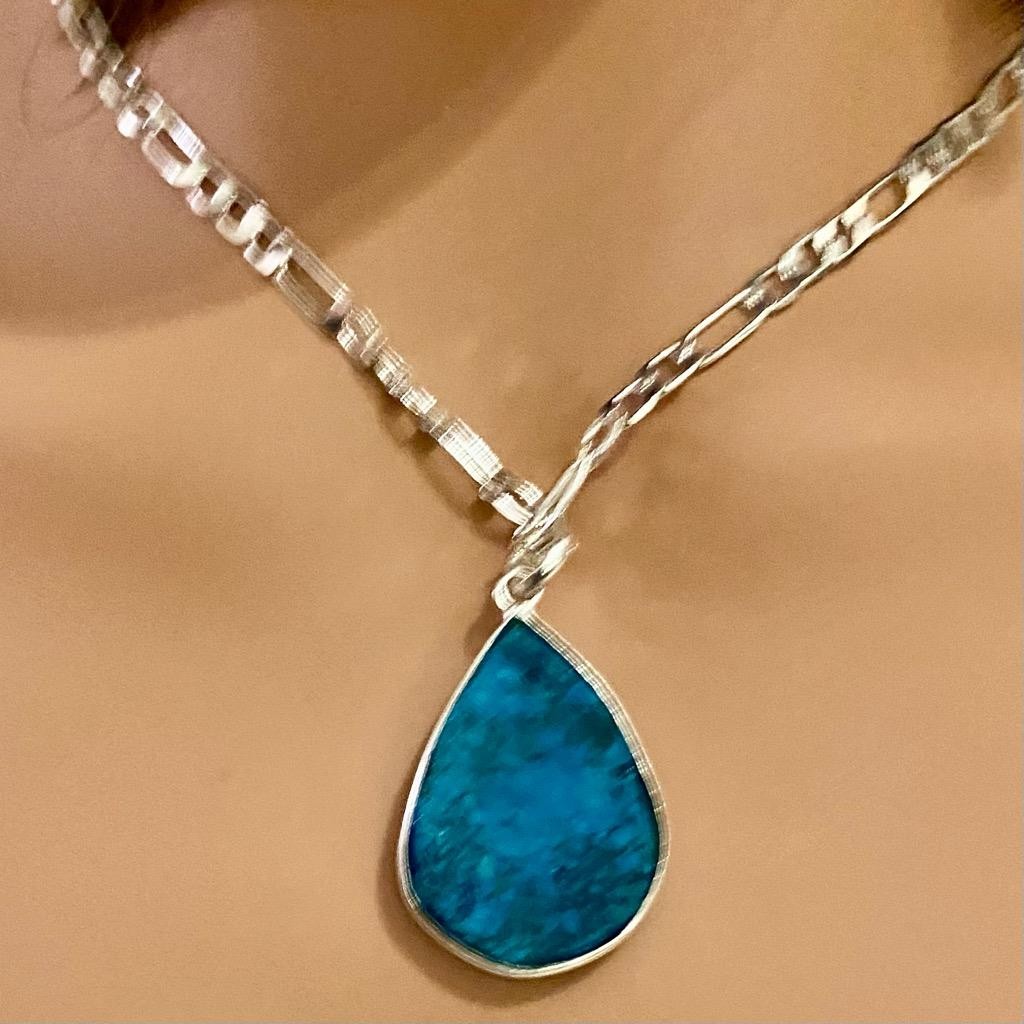 Vintage, Large Teardrop Turquoise - Pendant Necklace