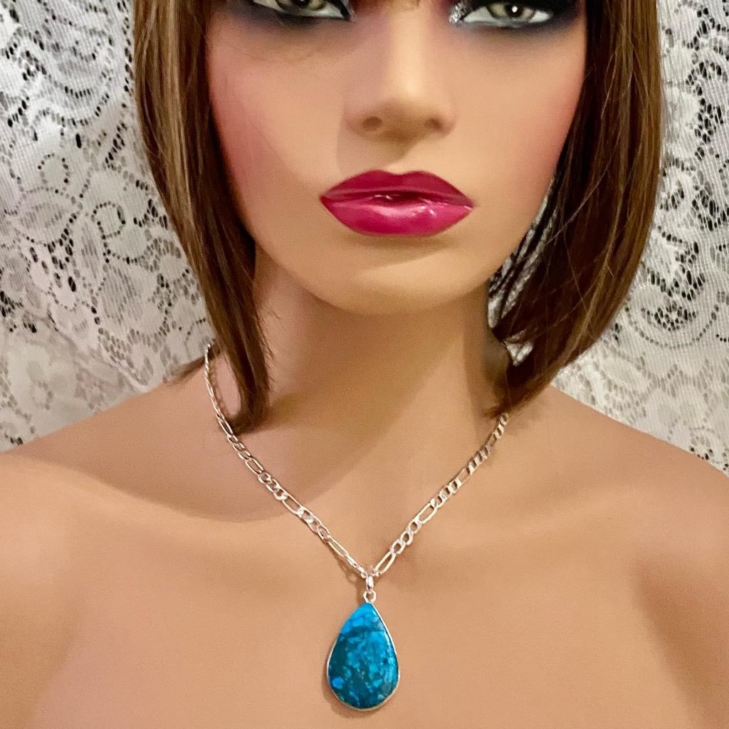 Vintage, Large Teardrop Turquoise - Pendant Necklace