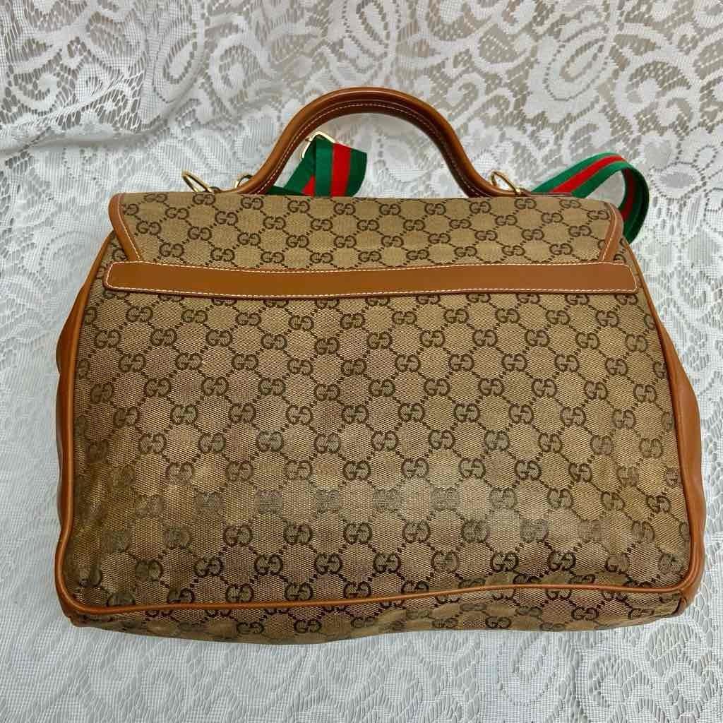 Vintage, Authentic Gucci Brown Coated Canvas Laptop- Briefcase 12in x 11in x 5in