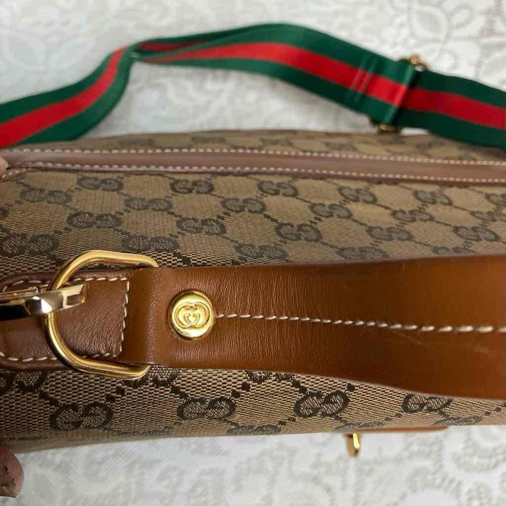 Vintage, Authentic Gucci Brown Coated Canvas Laptop- Briefcase 12in x 11in x 5in