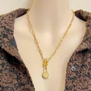 Authentic, Mario Valentino Gold-plated Charm with 18-inch Chain Necklace