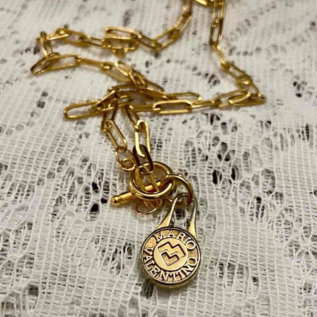 Authentic, Mario Valentino Gold-plated Charm with 18-inch Chain Necklace