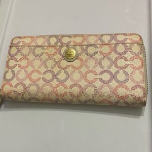Coach Op Art Multi Color Signature Leather Long Wallet 8in x 4in