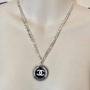 Chanel Rhinestone- Silver Tone Charm 1in in Diameter Handbag Charm-Pendant