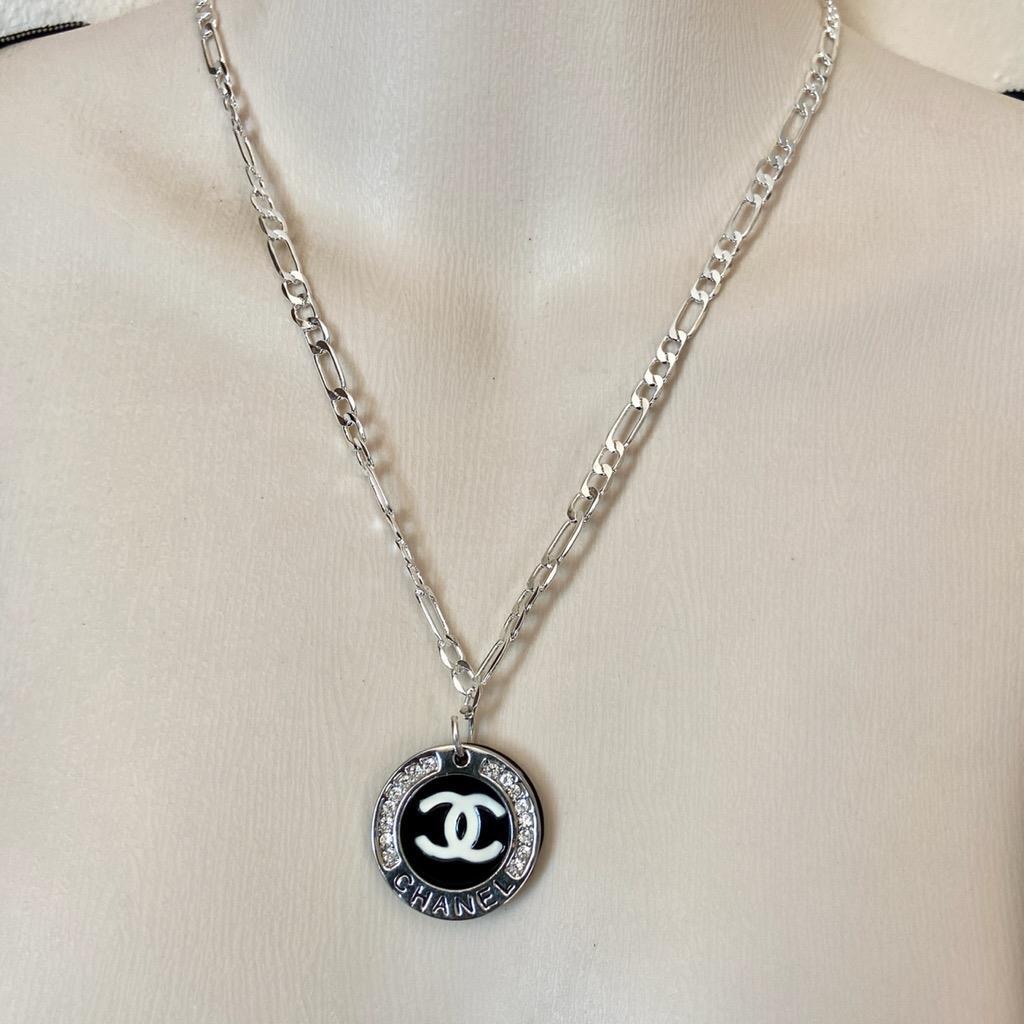 Chanel Rhinestone- Silver Tone Charm 1in in Diameter Handbag Charm-Pendant