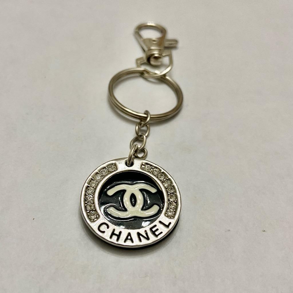 Chanel Rhinestone- Silver Tone Charm 1in in Diameter Handbag Charm-Pendant