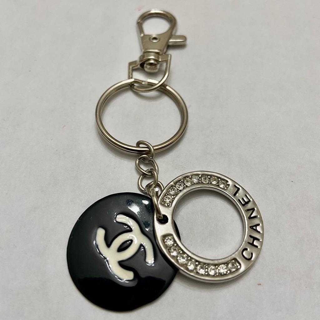 Chanel Rhinestone- Silver Tone Charm 1in in Diameter Handbag Charm-Pendant