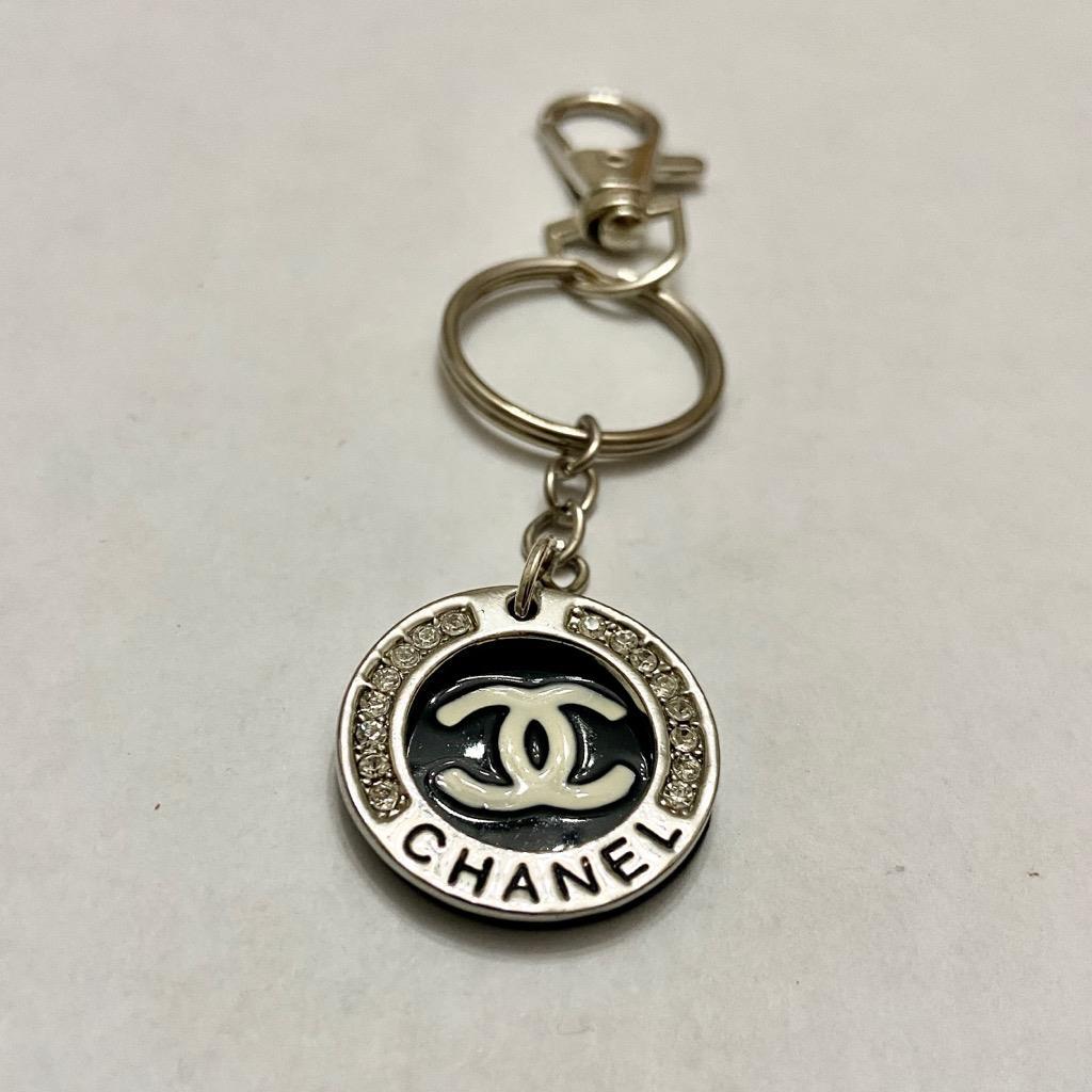 Chanel Rhinestone- Silver Tone Charm 1in in Diameter Handbag Charm-Pendant