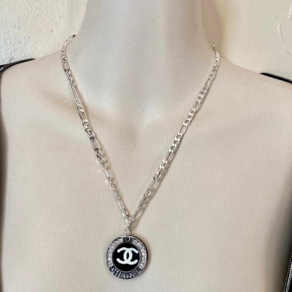Chanel Rhinestone- Silver Tone Charm 1in in Diameter Handbag Charm-Pendant