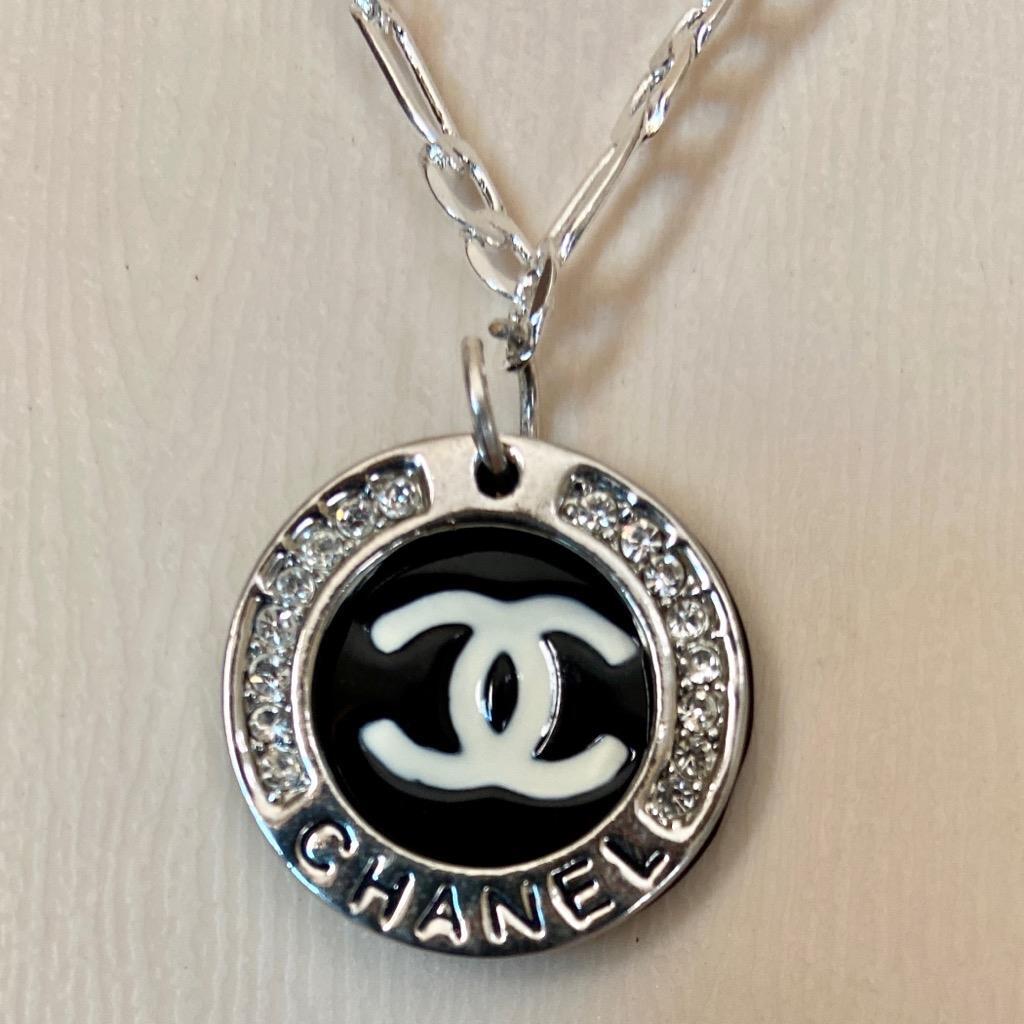 Chanel Rhinestone- Silver Tone Charm 1in in Diameter Handbag Charm-Pendant