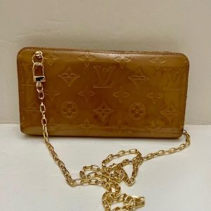 Authentic Louis Vuitton Tan Vernis Mono Long Wallet 7.5in x 4in (CA0026)