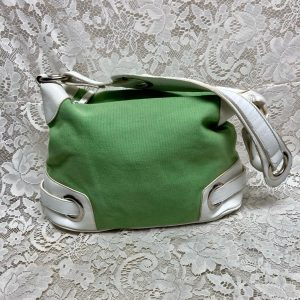 Madison & Max Green Canvas with White Leather Trim Shoulder Bag