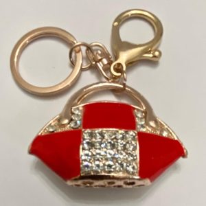 Stunning, 2-Way, Red-White Enamel Handbag Charm, Key Chain