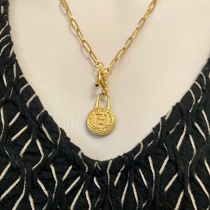 Fendi 18in Gold Plated Chain Necklace (L)