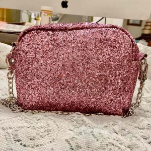 Bewaltz Small Pink Glitter Crossbody Bag