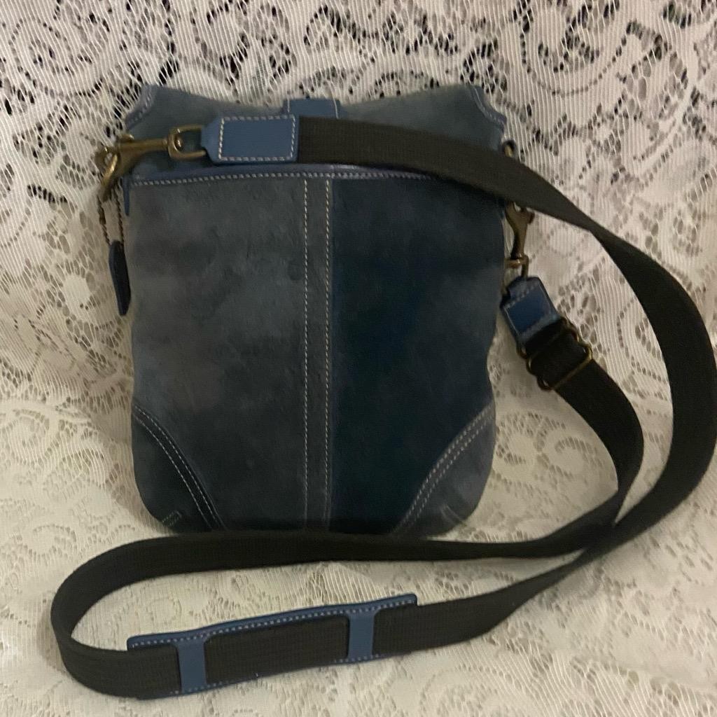 Coach- Soho Vintage Blue Suede Swing pack-Crossbody and Wallet Set