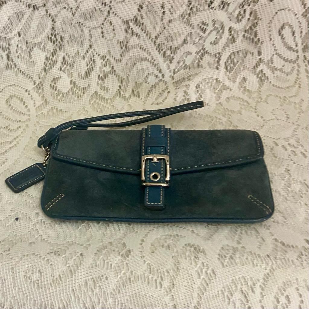Coach- Soho Vintage Blue Suede Swing pack-Crossbody and Wallet Set