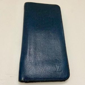 Authentic Louis Vuitton Dark Blue Leather Long Wallet 8in x 4in