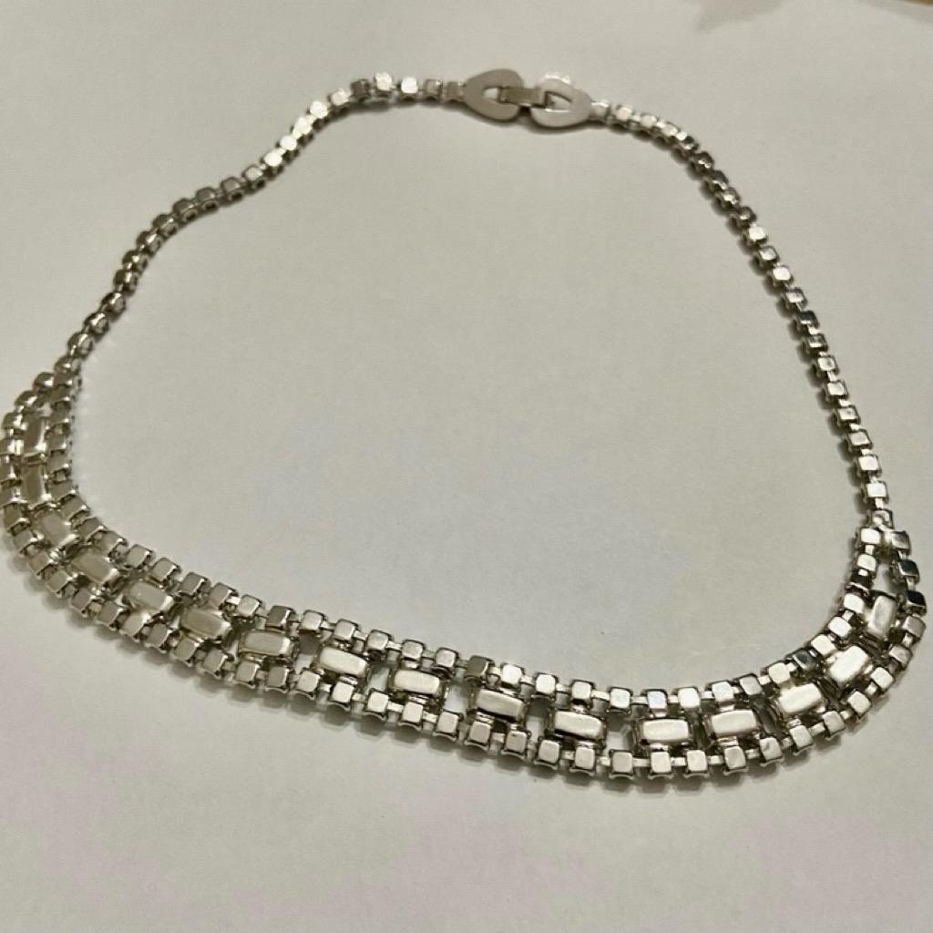 Vintage Kramer 16-inch Silver Tone Clear Crystals Necklace and Earrings Set
