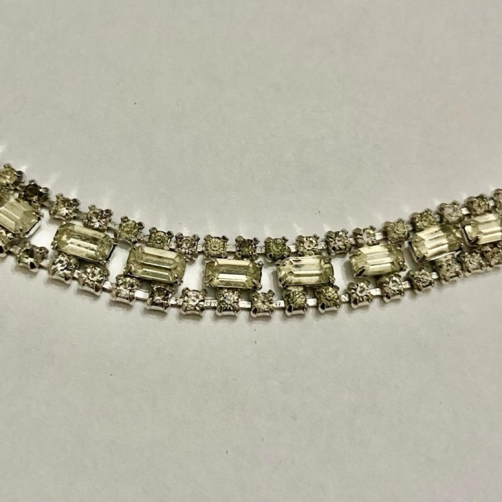 Vintage Kramer 16-inch Silver Tone Clear Crystals Necklace and Earrings Set