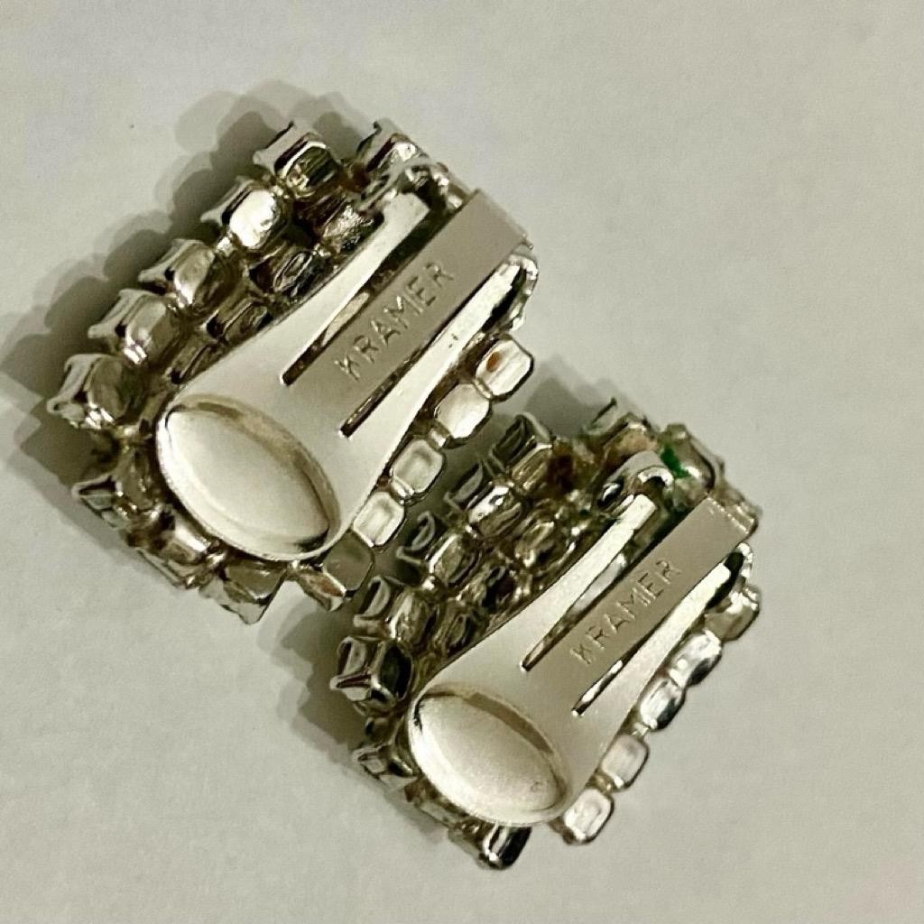 Vintage Kramer 16-inch Silver Tone Clear Crystals Necklace and Earrings Set