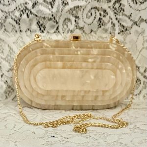 Antique-Art Deco Elegant Pink Lucite Clutch-Crossbody Bag 8in x 4.5in x 2in