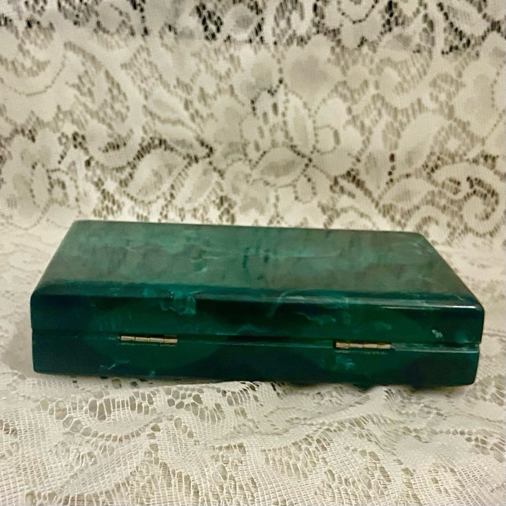Antique-Art Deco Elegant Teal Green Lucite Clutch-Crossbody Bag 7.5in x 4.5in x
