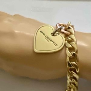Karl Lagerfeld, Gold Heart, 2-way Handbag Charm -Bracelet