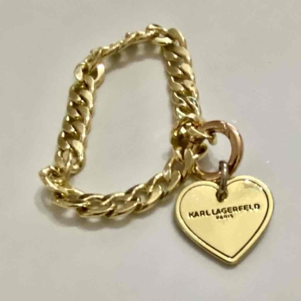 Karl Lagerfeld, Gold Heart, 2-way Handbag Charm -Bracelet