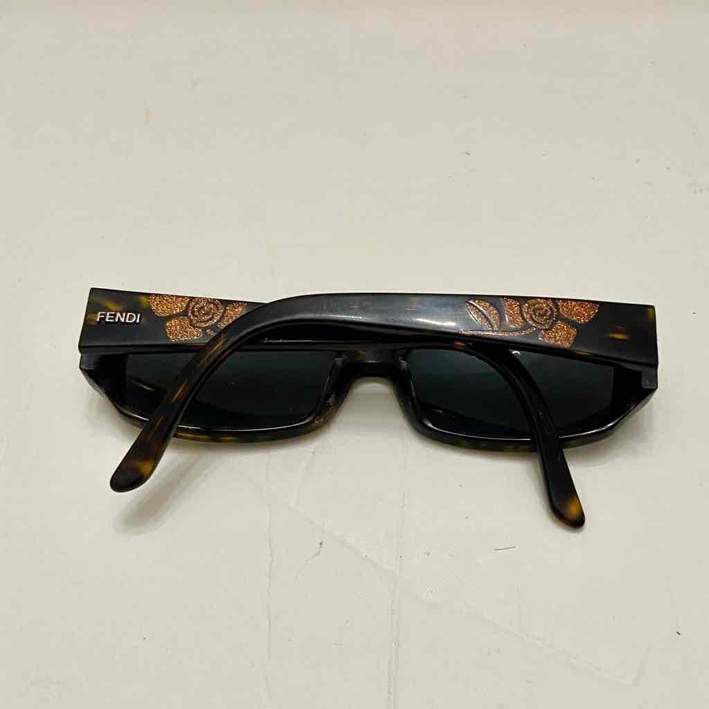 Fendi, Brown Tortoise Sunglasses with Gold Floral Design F924 215 135