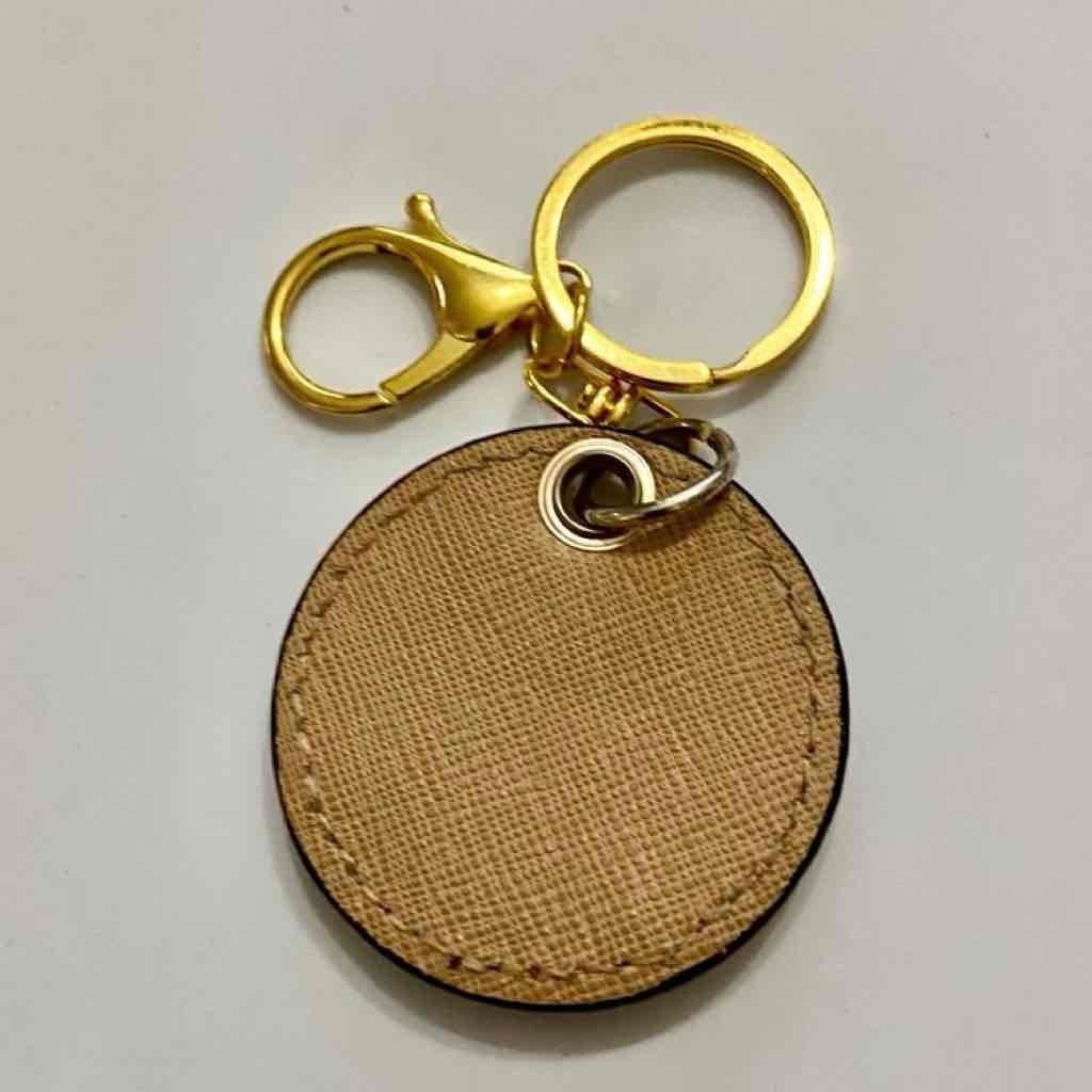 Karl Lagerfeld Round Brown Leather, 2-way Handbag Charm, Key Chain