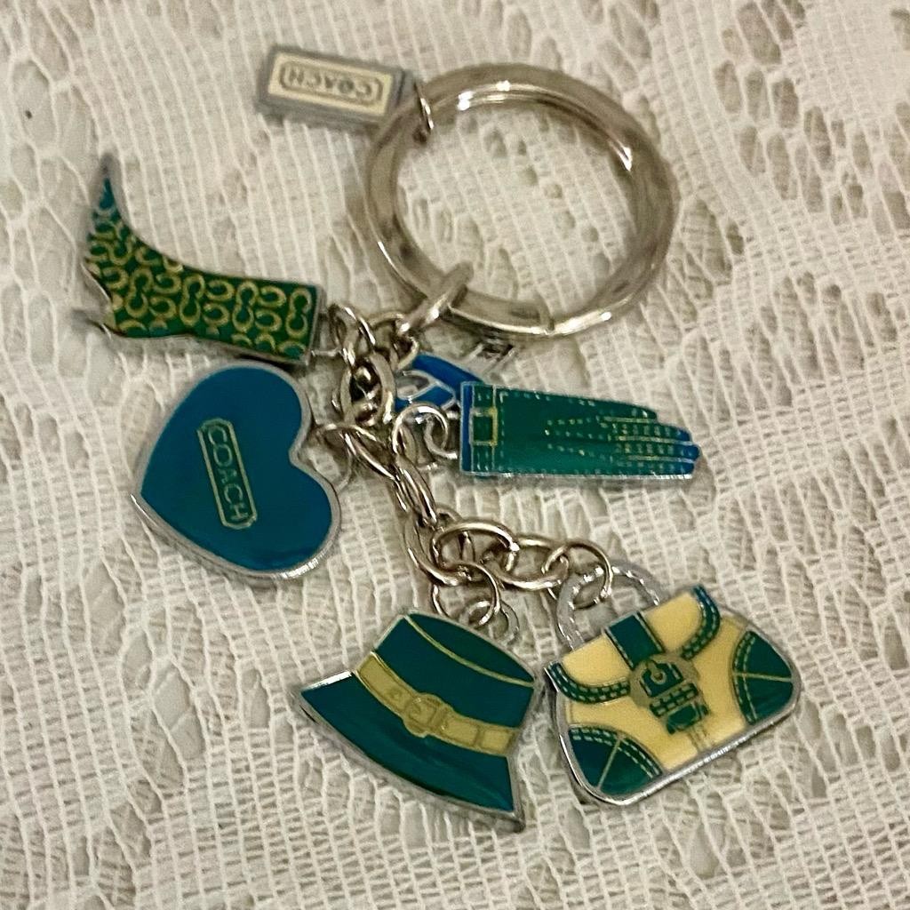 Coach Teal Blue Charms Key Case